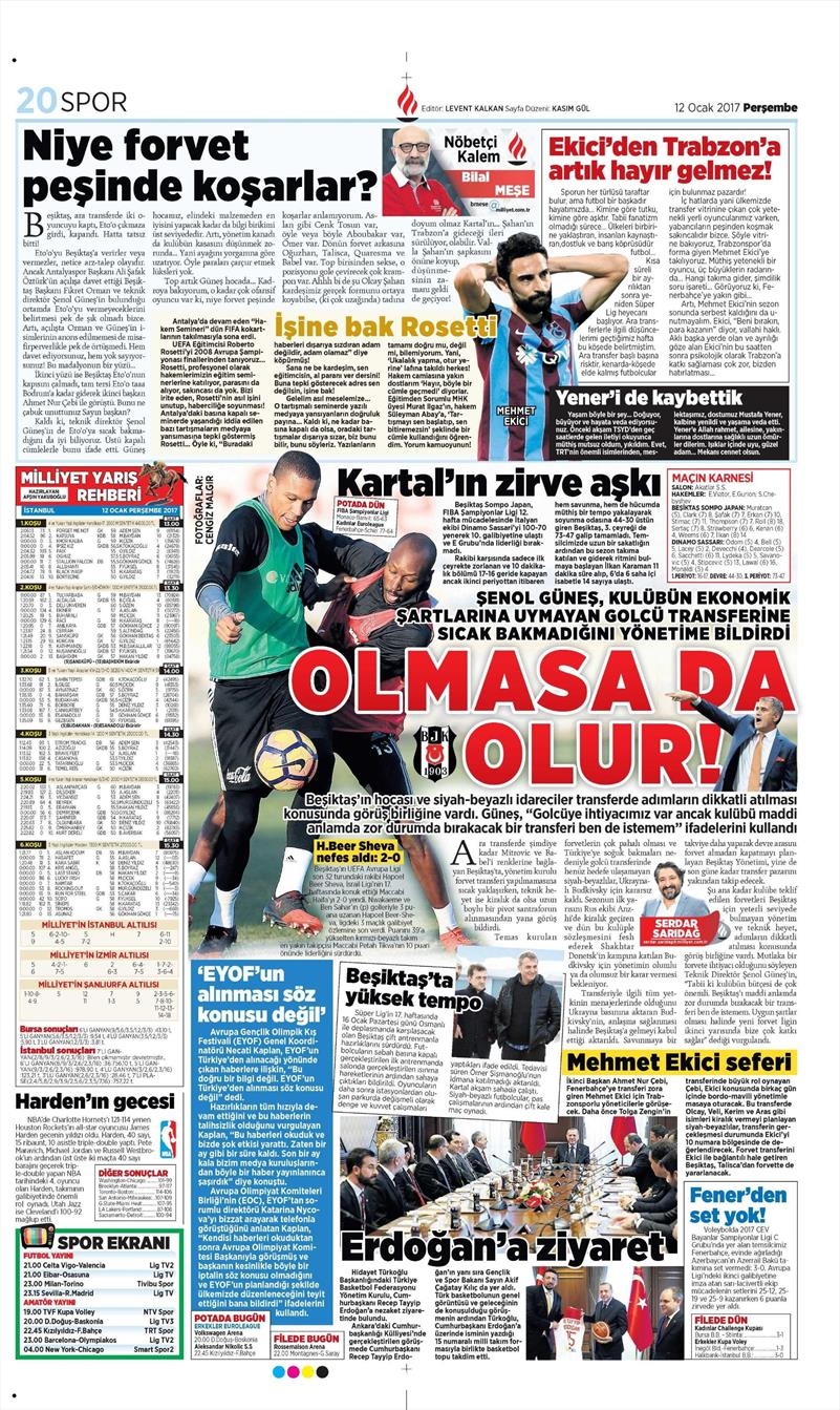 12 Ocak 2017 | İşte gazetelerin Beşiktaş manşetleri - Görsel 8