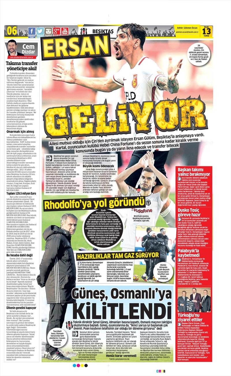 13 Ocak 2017 | İşte gazetelerin Beşiktaş manşetleri - Görsel 3
