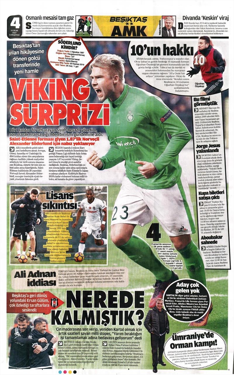 14 Ocak 2017 | İşte gazetelerin Beşiktaş manşetleri - Görsel 11