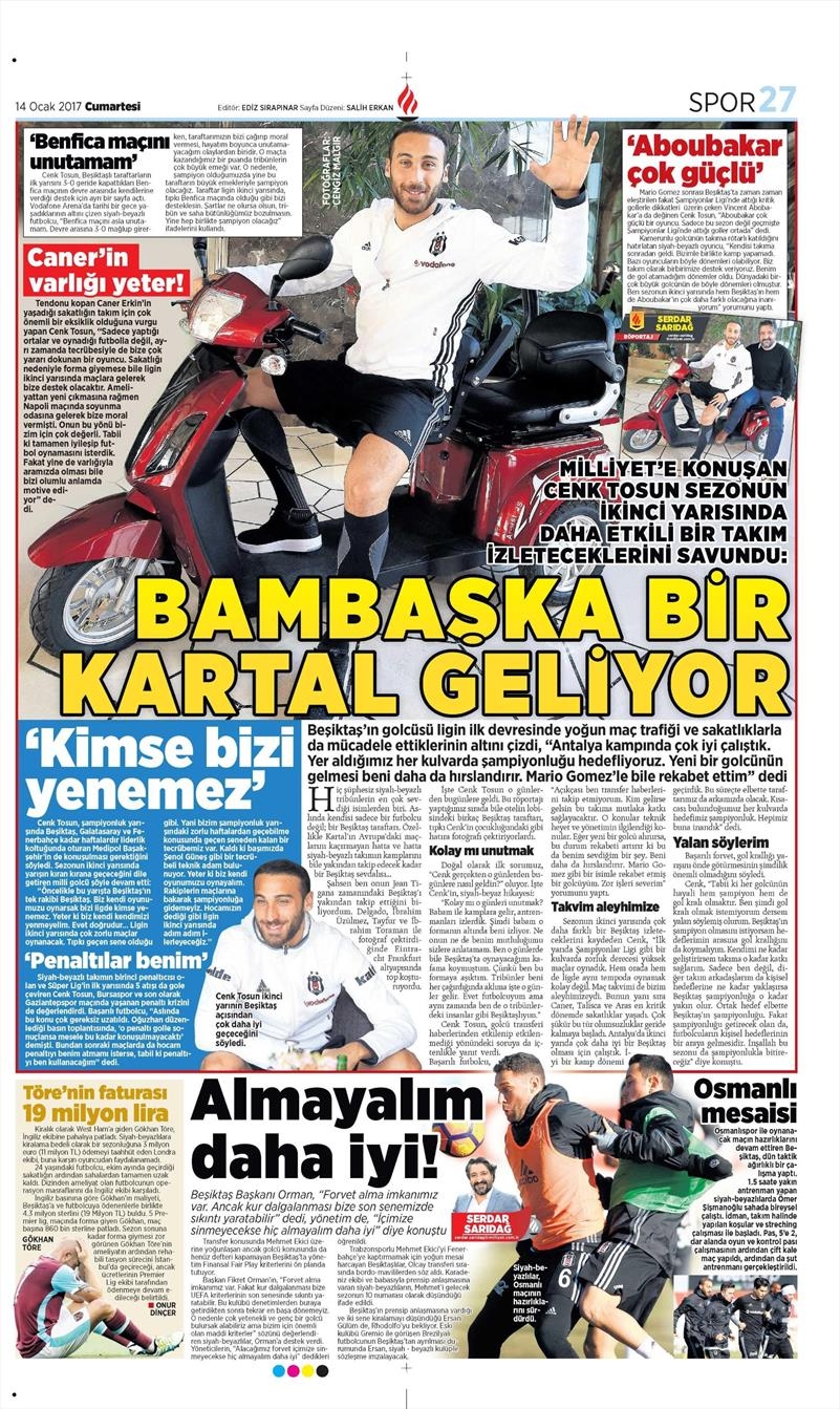 14 Ocak 2017 | İşte gazetelerin Beşiktaş manşetleri - Görsel 12