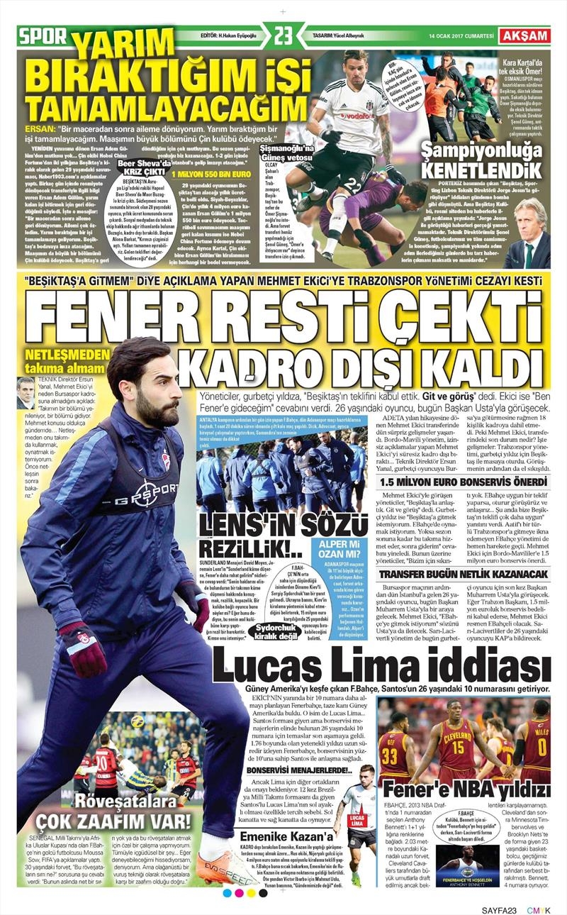 14 Ocak 2017 | İşte gazetelerin Beşiktaş manşetleri - Görsel 13