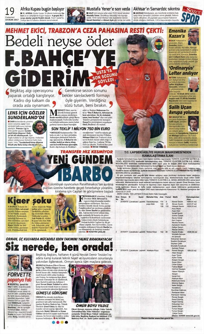14 Ocak 2017 | İşte gazetelerin Beşiktaş manşetleri - Görsel 14