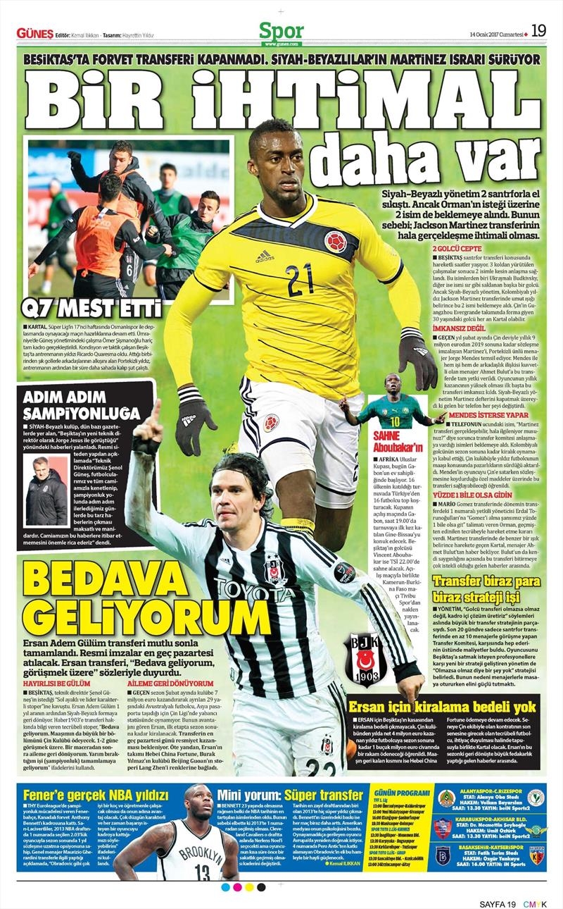 14 Ocak 2017 | İşte gazetelerin Beşiktaş manşetleri - Görsel 6