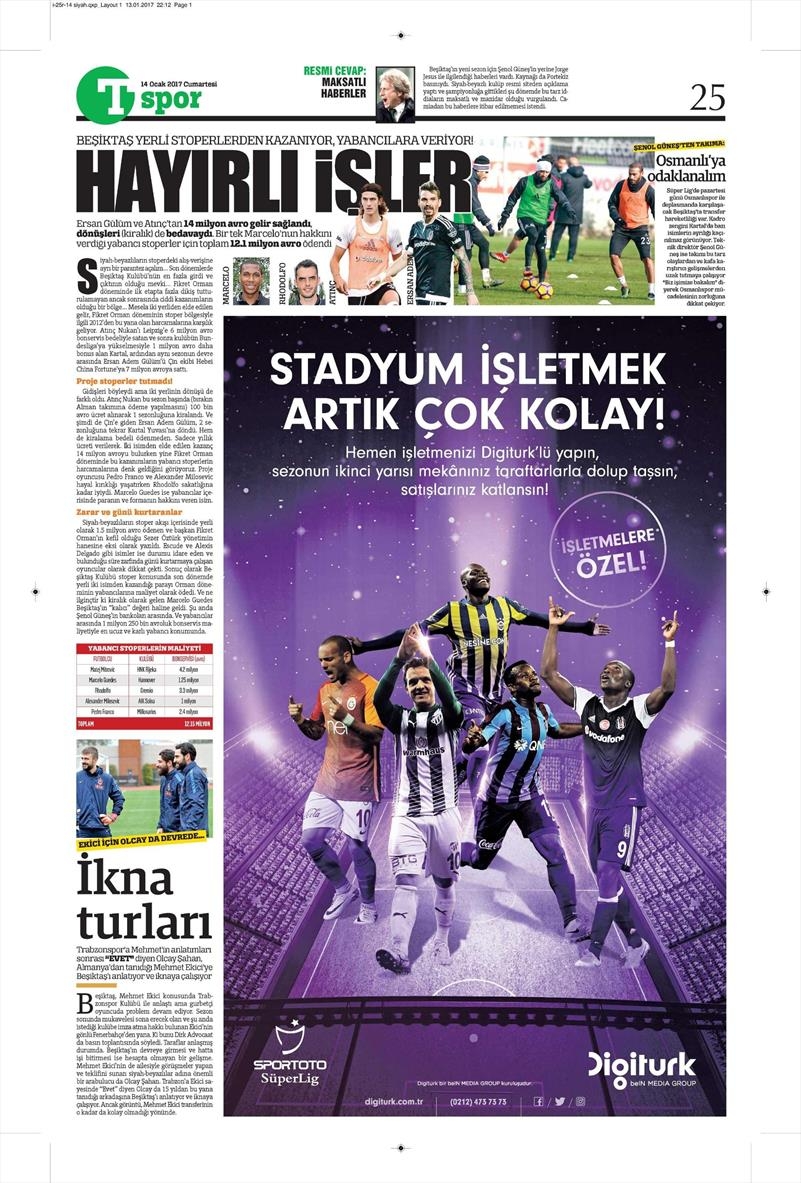 14 Ocak 2017 | İşte gazetelerin Beşiktaş manşetleri - Görsel 9