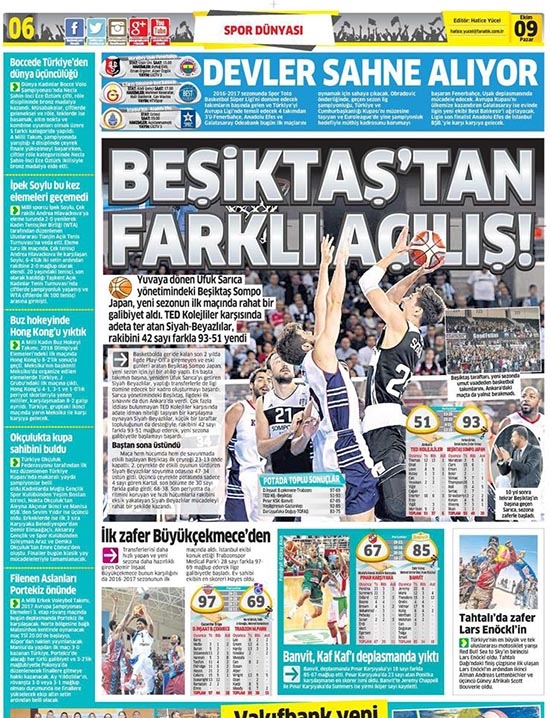 9 Ekim 2016 | Gazetelerin Beşiktaş sayfaları - Görsel 1