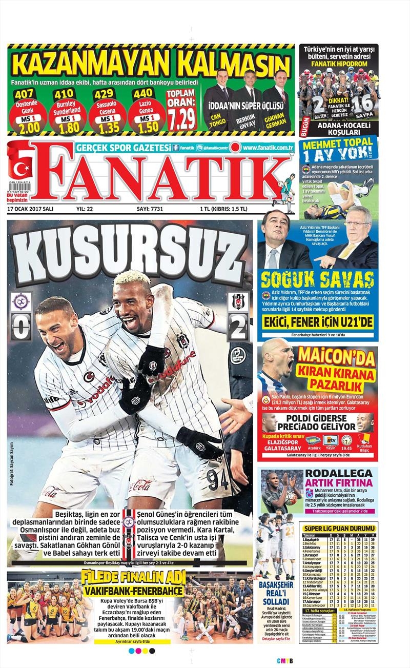 17 Ocak 2017 | İşte gazetelerin Beşiktaş manşetleri - Görsel 1