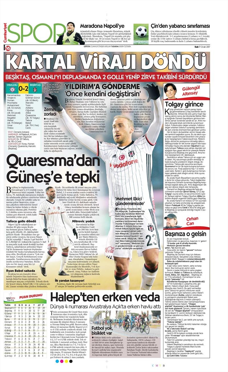17 Ocak 2017 | İşte gazetelerin Beşiktaş manşetleri - Görsel 11