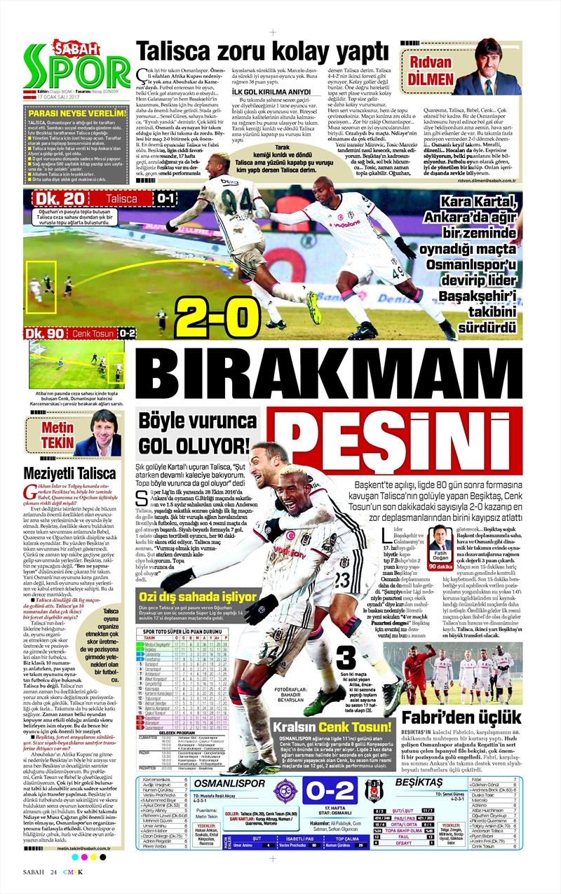 17 Ocak 2017 | İşte gazetelerin Beşiktaş manşetleri - Görsel 24