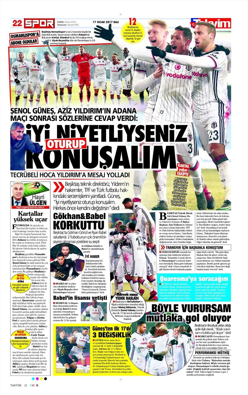 17 Ocak 2017 | İşte gazetelerin Beşiktaş manşetleri - Görsel 26