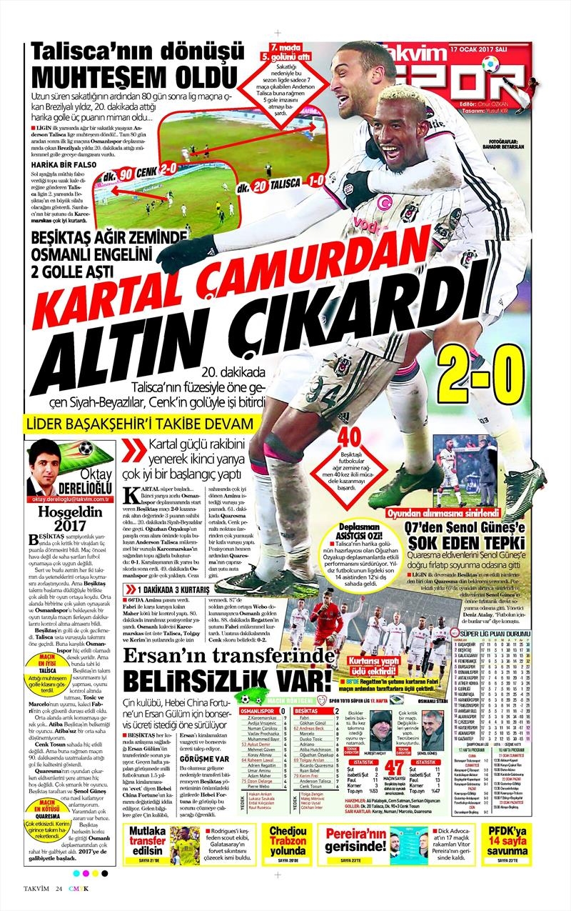 17 Ocak 2017 | İşte gazetelerin Beşiktaş manşetleri - Görsel 27