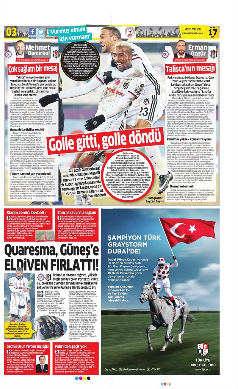17 Ocak 2017 | İşte gazetelerin Beşiktaş manşetleri - Görsel 3