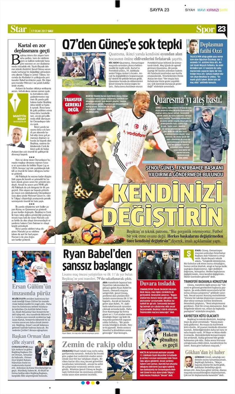 17 Ocak 2017 | İşte gazetelerin Beşiktaş manşetleri - Görsel 32