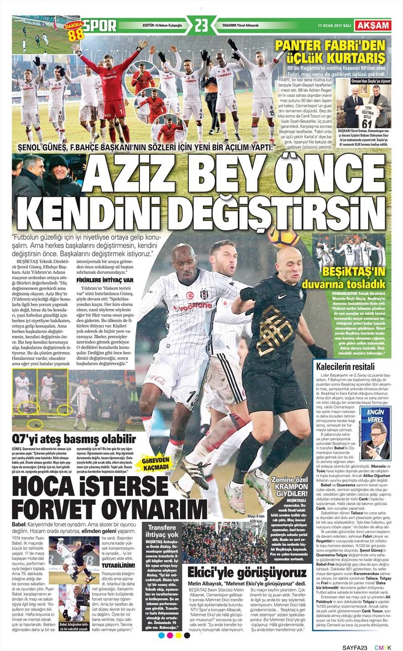 17 Ocak 2017 | İşte gazetelerin Beşiktaş manşetleri - Görsel 6