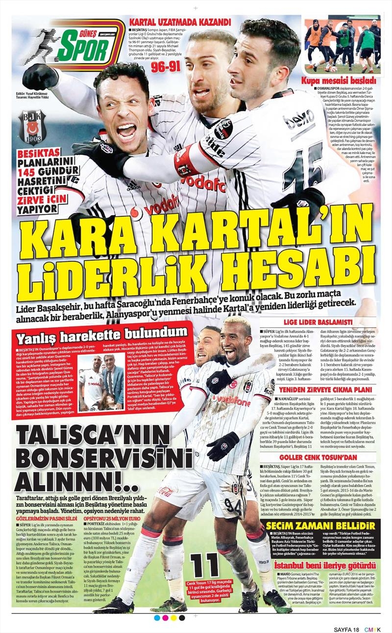 18 Ocak 2017 | İşte gazetelerin Beşiktaş manşetleri - Görsel 2
