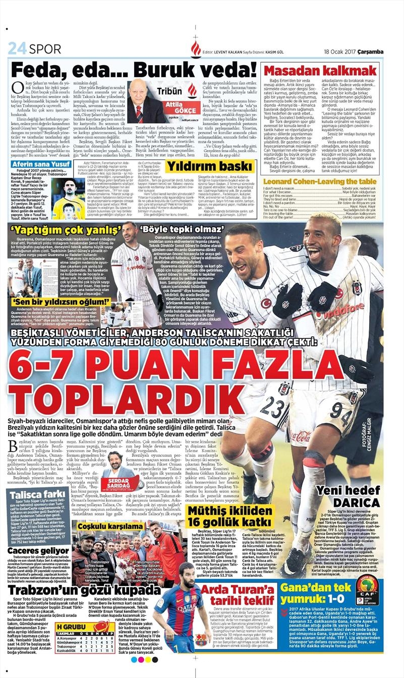 18 Ocak 2017 | İşte gazetelerin Beşiktaş manşetleri - Görsel 5