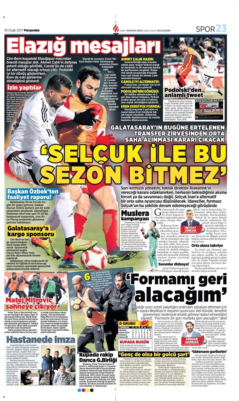 19 Ocak 2017 | İşte gazetelerin Beşiktaş manşetleri - Görsel 5