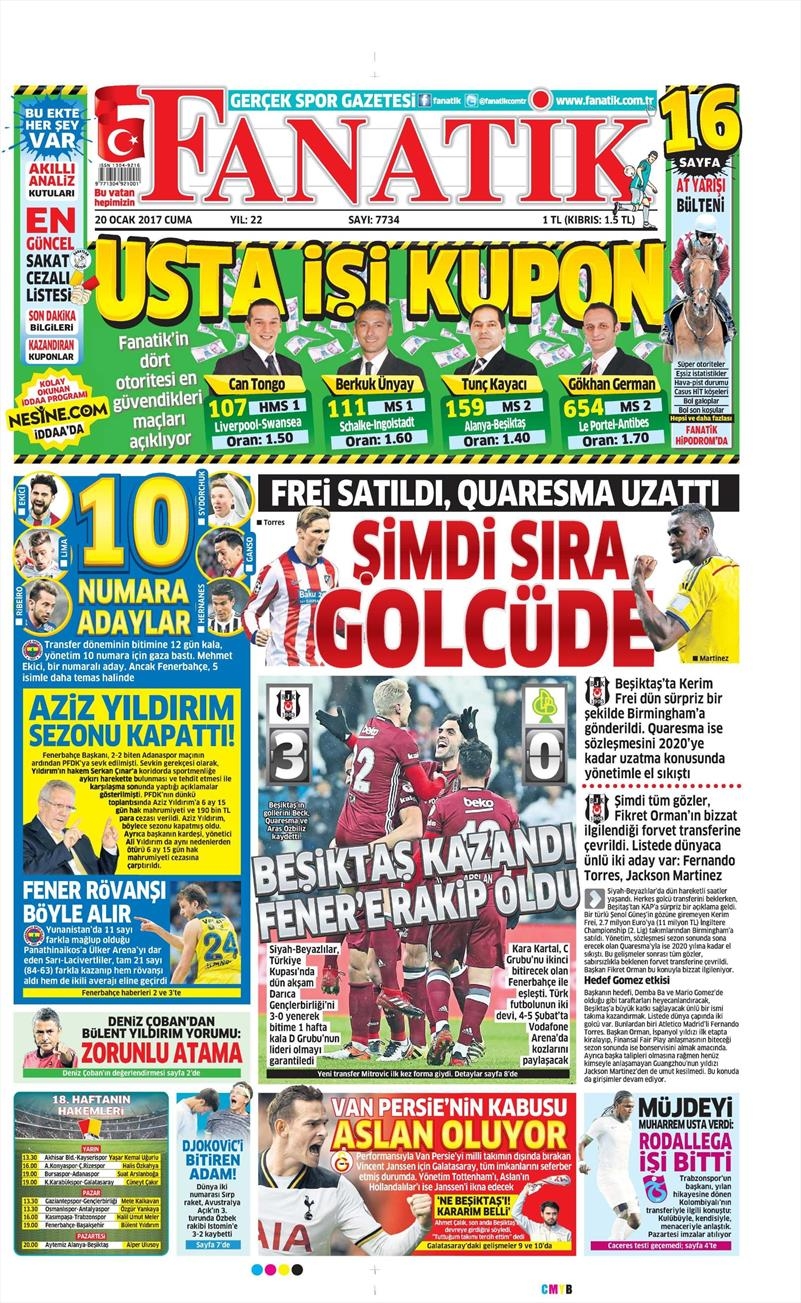 20 Ocak 2017 | İşte gazetelerin Beşiktaş manşetleri - Görsel 1