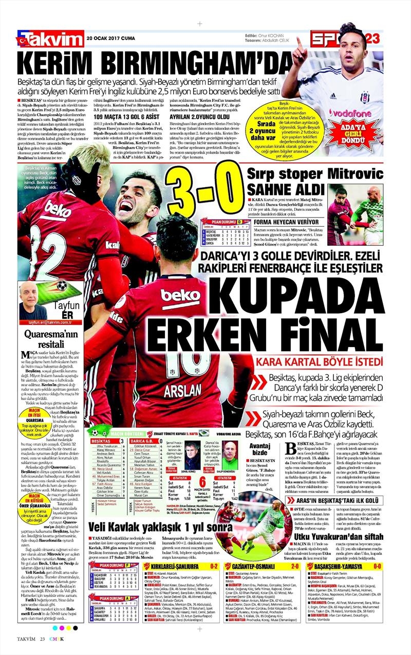 20 Ocak 2017 | İşte gazetelerin Beşiktaş manşetleri - Görsel 12