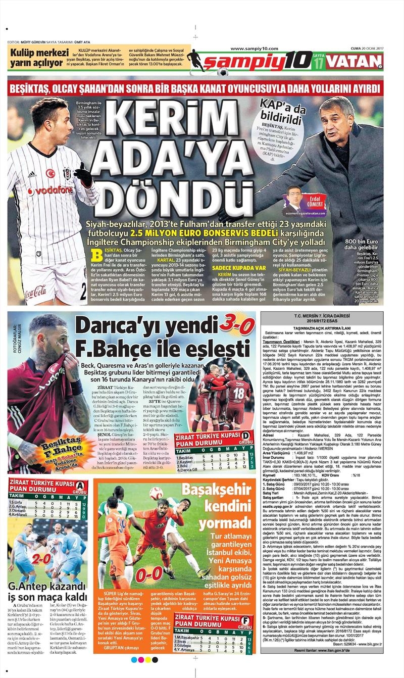 20 Ocak 2017 | İşte gazetelerin Beşiktaş manşetleri - Görsel 14
