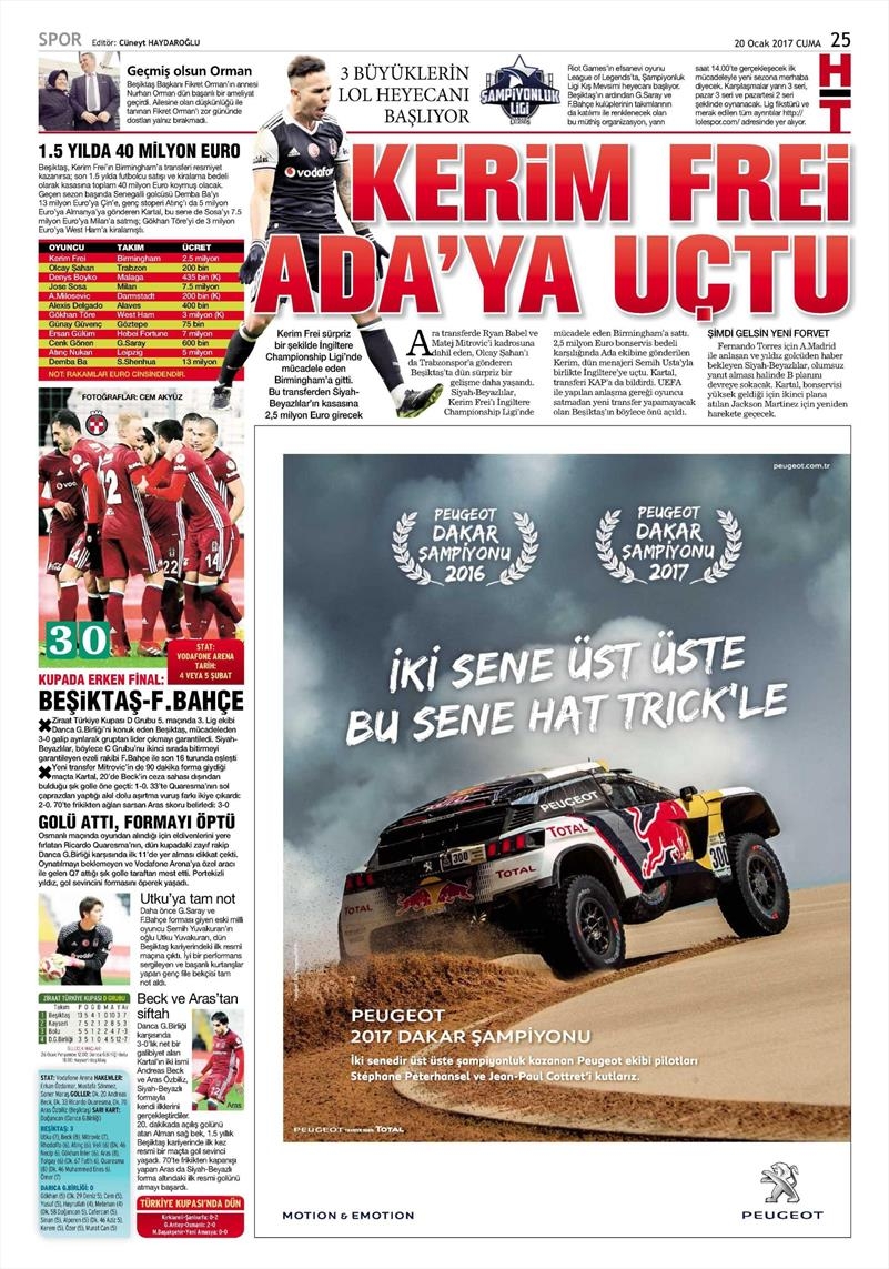 20 Ocak 2017 | İşte gazetelerin Beşiktaş manşetleri - Görsel 7