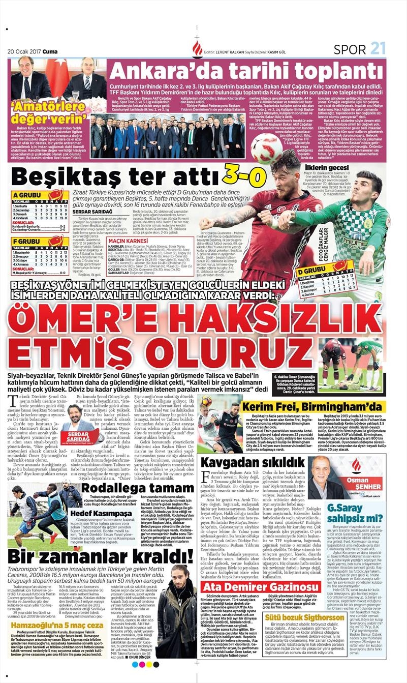20 Ocak 2017 | İşte gazetelerin Beşiktaş manşetleri - Görsel 9