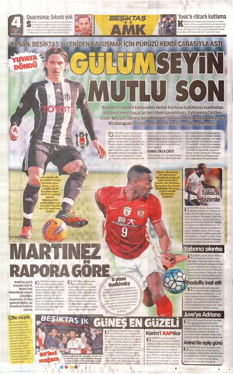 21 Ocak 2017 | İşte gazetelerin Beşiktaş manşetleri - Görsel 2