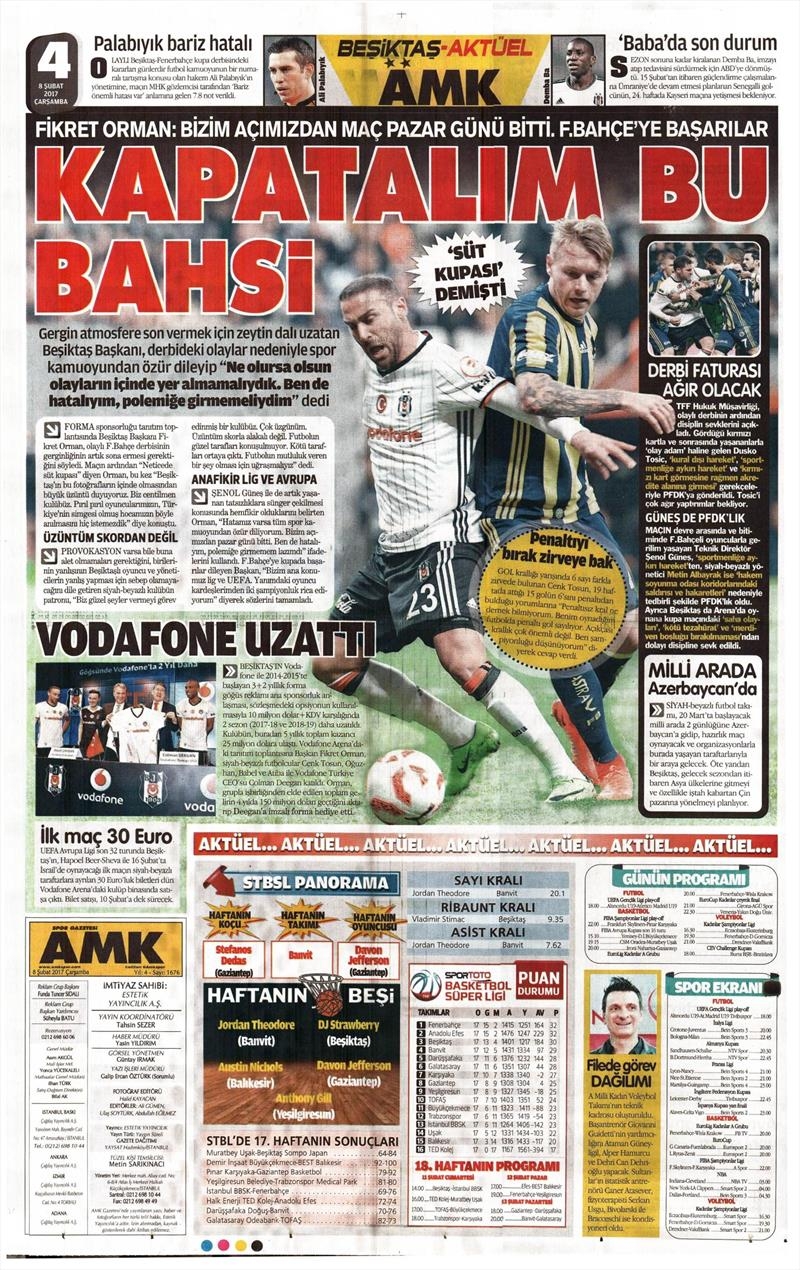 08 Şubat 2017 | İşte gazetelerin Beşiktaş manşetleri - Görsel 16