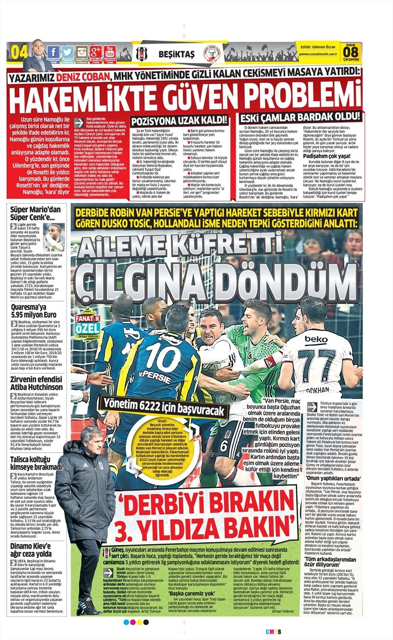 08 Şubat 2017 | İşte gazetelerin Beşiktaş manşetleri - Görsel 3