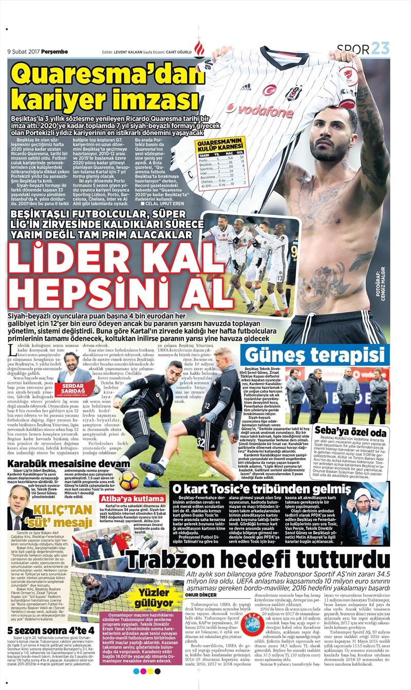 09 Şubat 2017 | İşte gazetelerin Beşiktaş manşetleri - Görsel 6