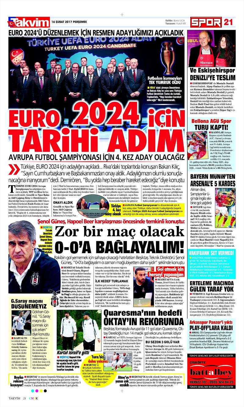 16 Şubat 2017 | İşte gazetelerin Beşiktaş manşetleri - Görsel 1
