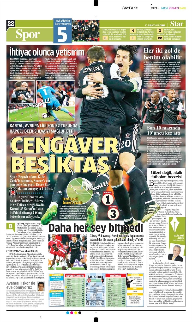 17 Şubat 2017 | İşte gazetelerin Beşiktaş manşetleri - Görsel 13