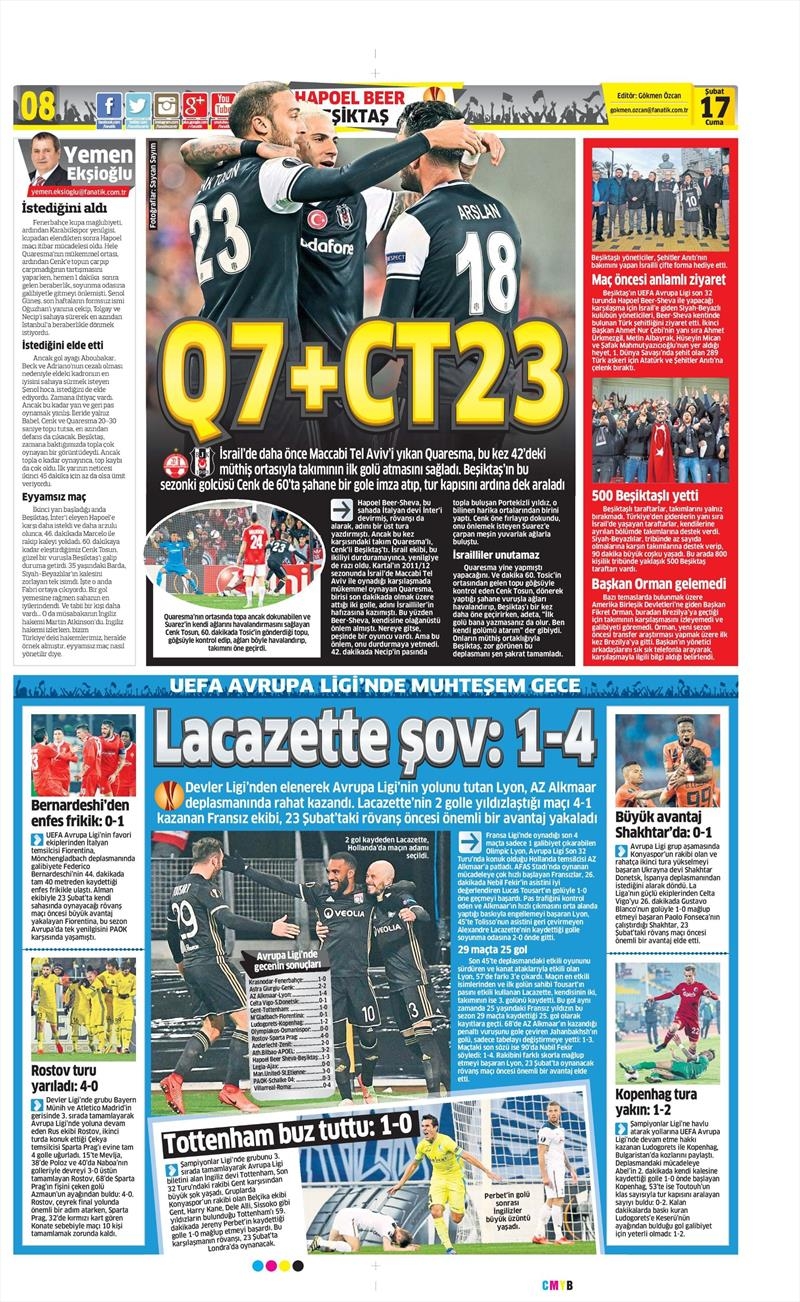 17 Şubat 2017 | İşte gazetelerin Beşiktaş manşetleri - Görsel 3