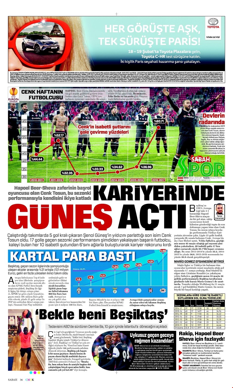 18 Şubat 2017 | İşte gazetelerin Beşiktaş manşetleri - Görsel 2