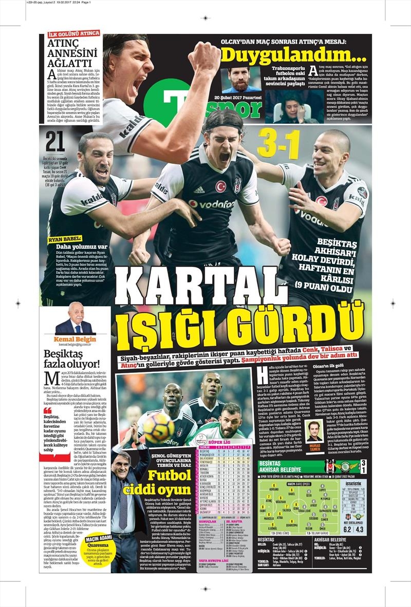 20 Şubat 2017 | İşte gazetelerin Beşiktaş manşetleri - Görsel 14