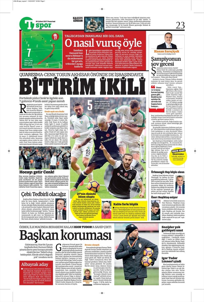 20 Şubat 2017 | İşte gazetelerin Beşiktaş manşetleri - Görsel 15