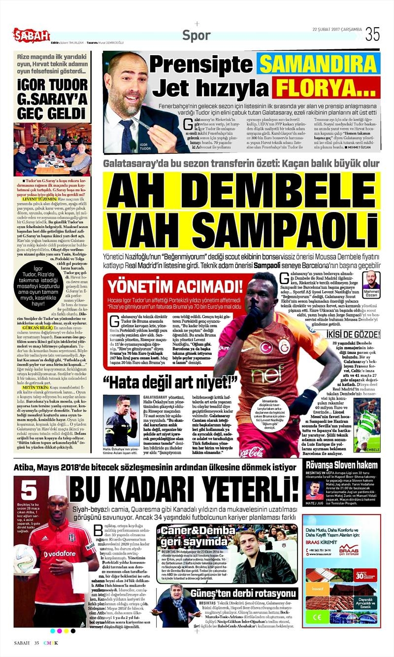 22 Şubat 2017 | İşte gazetelerin Beşiktaş manşetleri - Görsel 7
