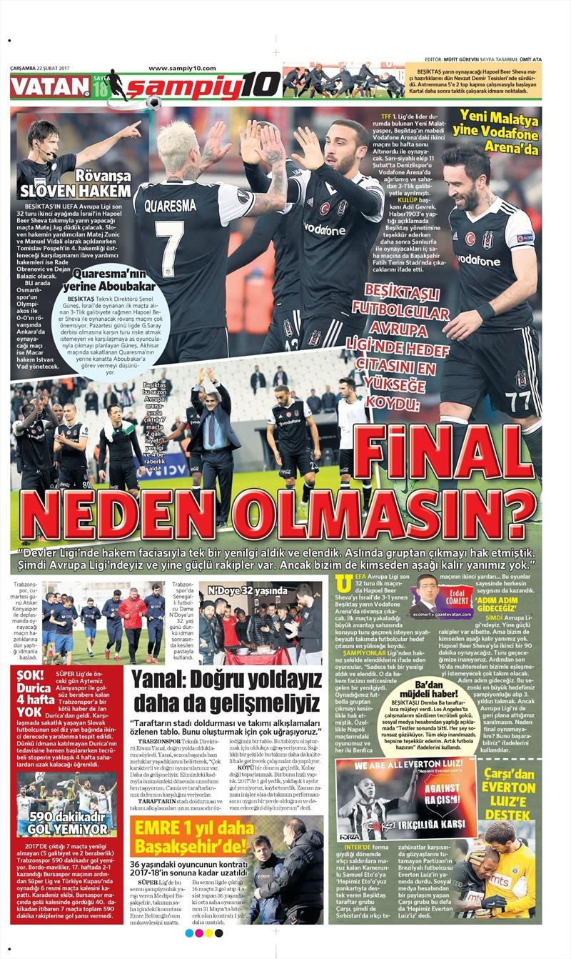 22 Şubat 2017 | İşte gazetelerin Beşiktaş manşetleri - Görsel 8