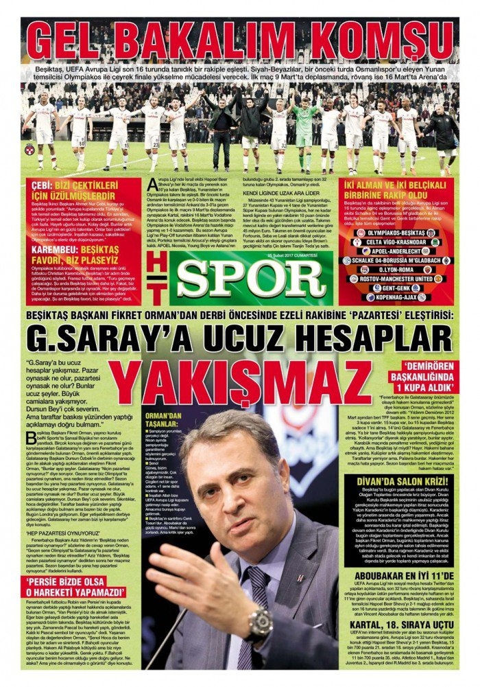 25 Şubat 2017 | İşte gazetelerin Beşiktaş manşetleri - Görsel 1