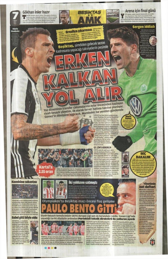 7 Mart 2017 | İşte gazetelerin Beşiktaş manşetleri - Görsel 1