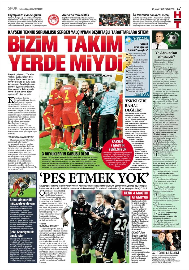 13 Mart 2017 | İşte gazetelerin Beşiktaş manşetleri - Görsel 11