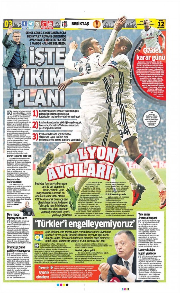 12 Nisan 2017 | İşte gazetelerin Beşiktaş manşetleri - Görsel 1