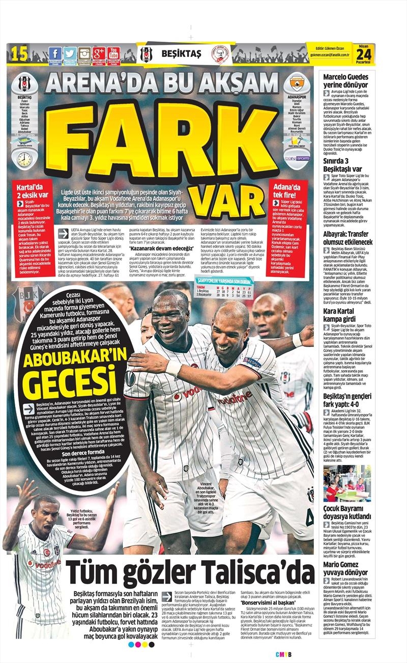 24 Nisan 2017 | İşte gazetelerin Beşiktaş manşetleri - Görsel 9