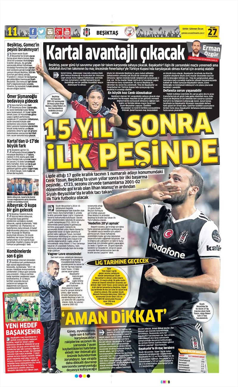 27 Nisan 2017 | İşte gazetelerin Beşiktaş manşetleri - Görsel 10