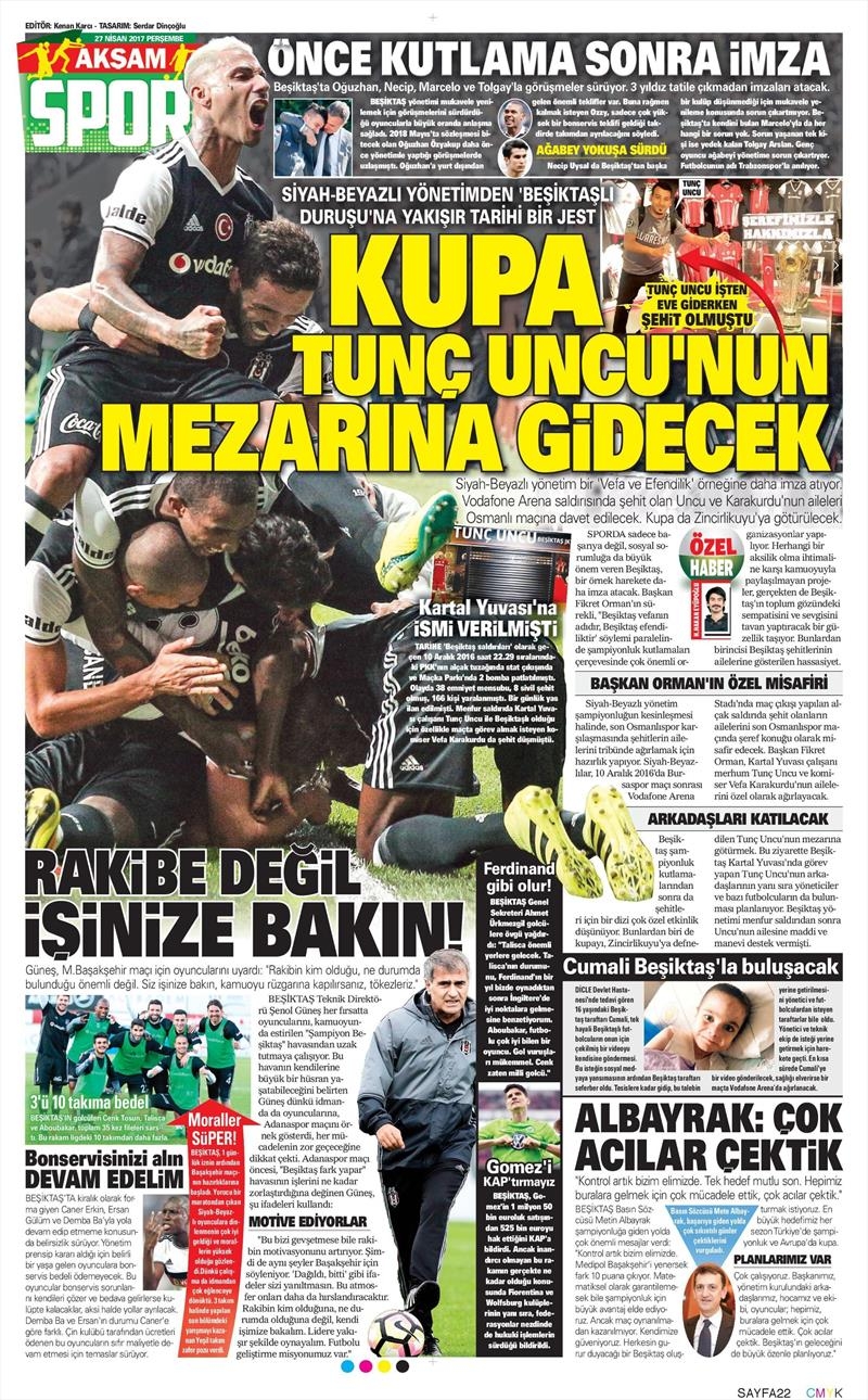 27 Nisan 2017 | İşte gazetelerin Beşiktaş manşetleri - Görsel 8