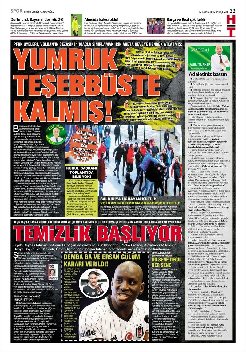 27 Nisan 2017 | İşte gazetelerin Beşiktaş manşetleri - Görsel 9