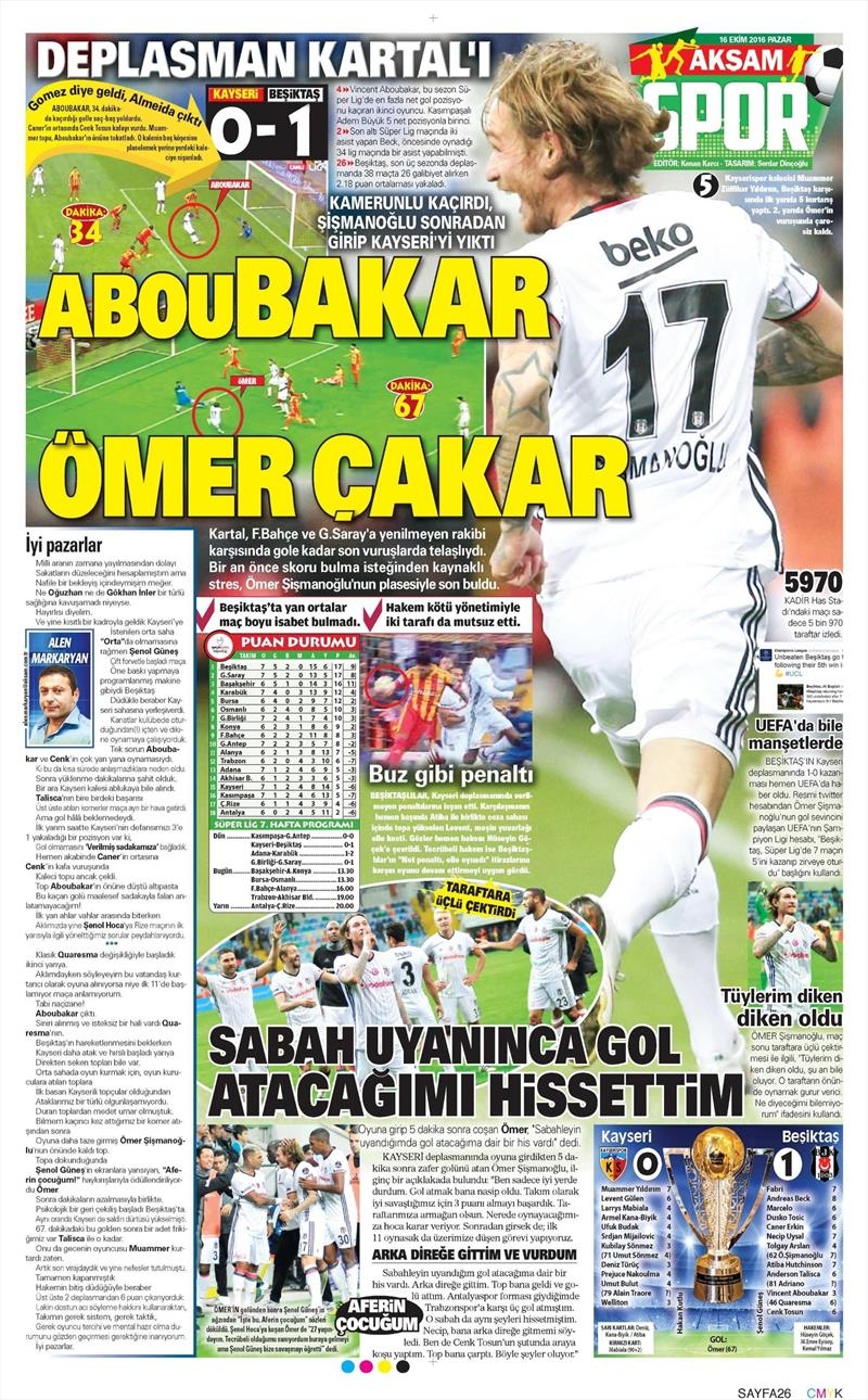 16 Ekim 2016 | Gazetelerin Beşiktaş Manşetleri - Görsel 17
