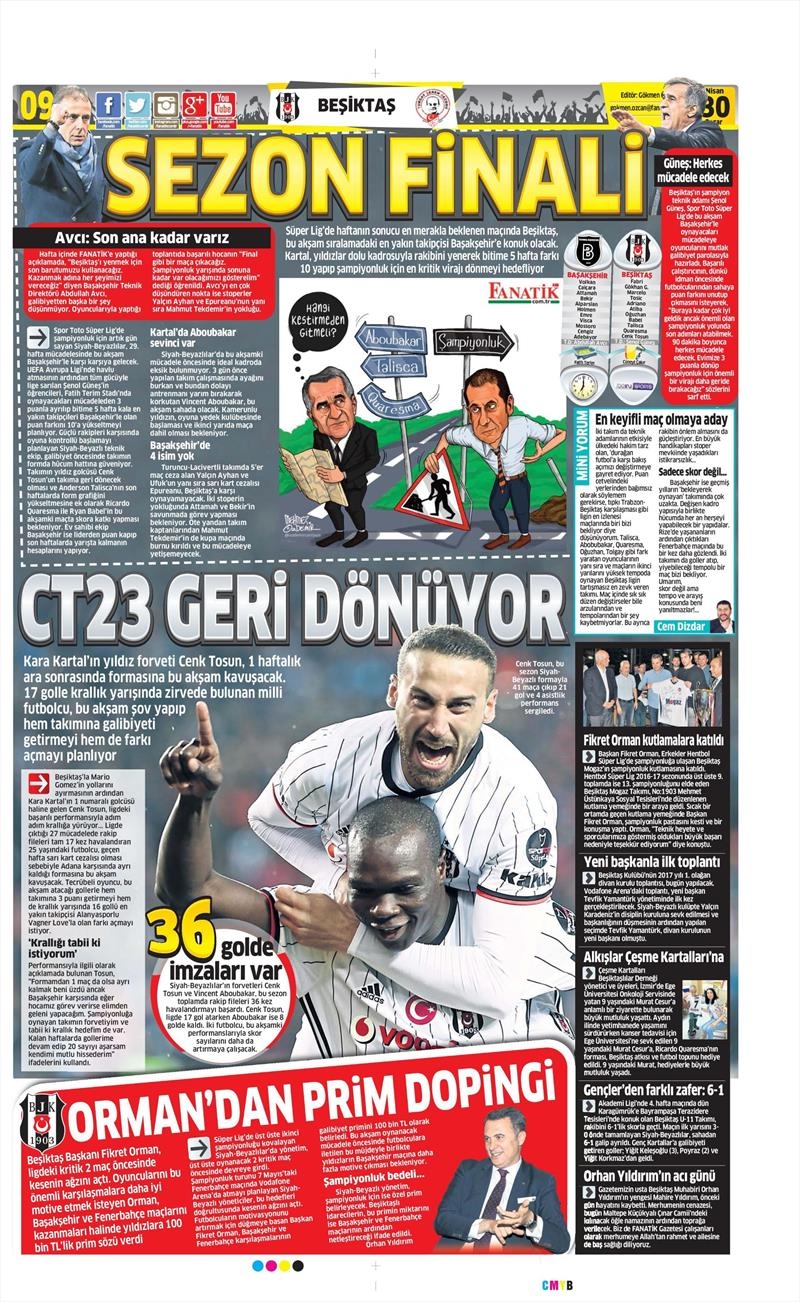 30 Nisan 2017 | İşte gazetelerin Beşiktaş manşetleri - Görsel 1