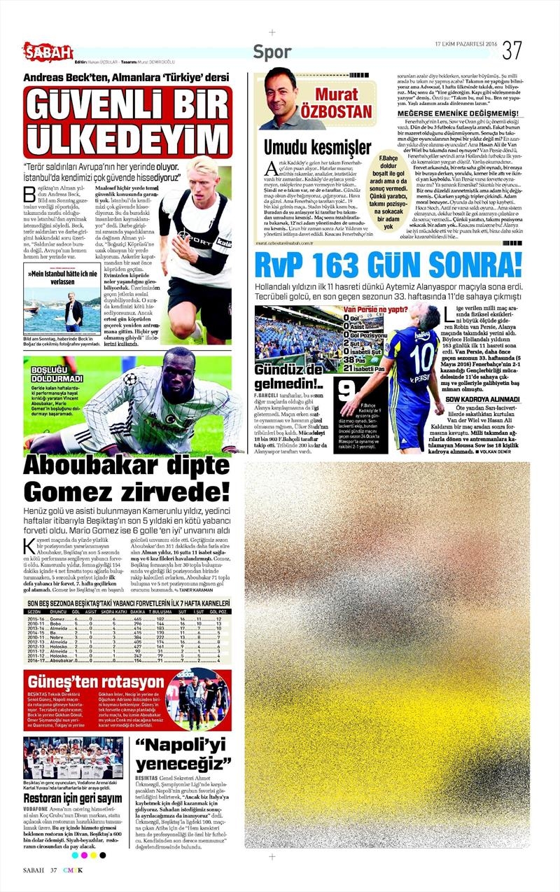 17 Ekim 2016 | Gazetelerin Beşiktaş manşetleri - Görsel 9