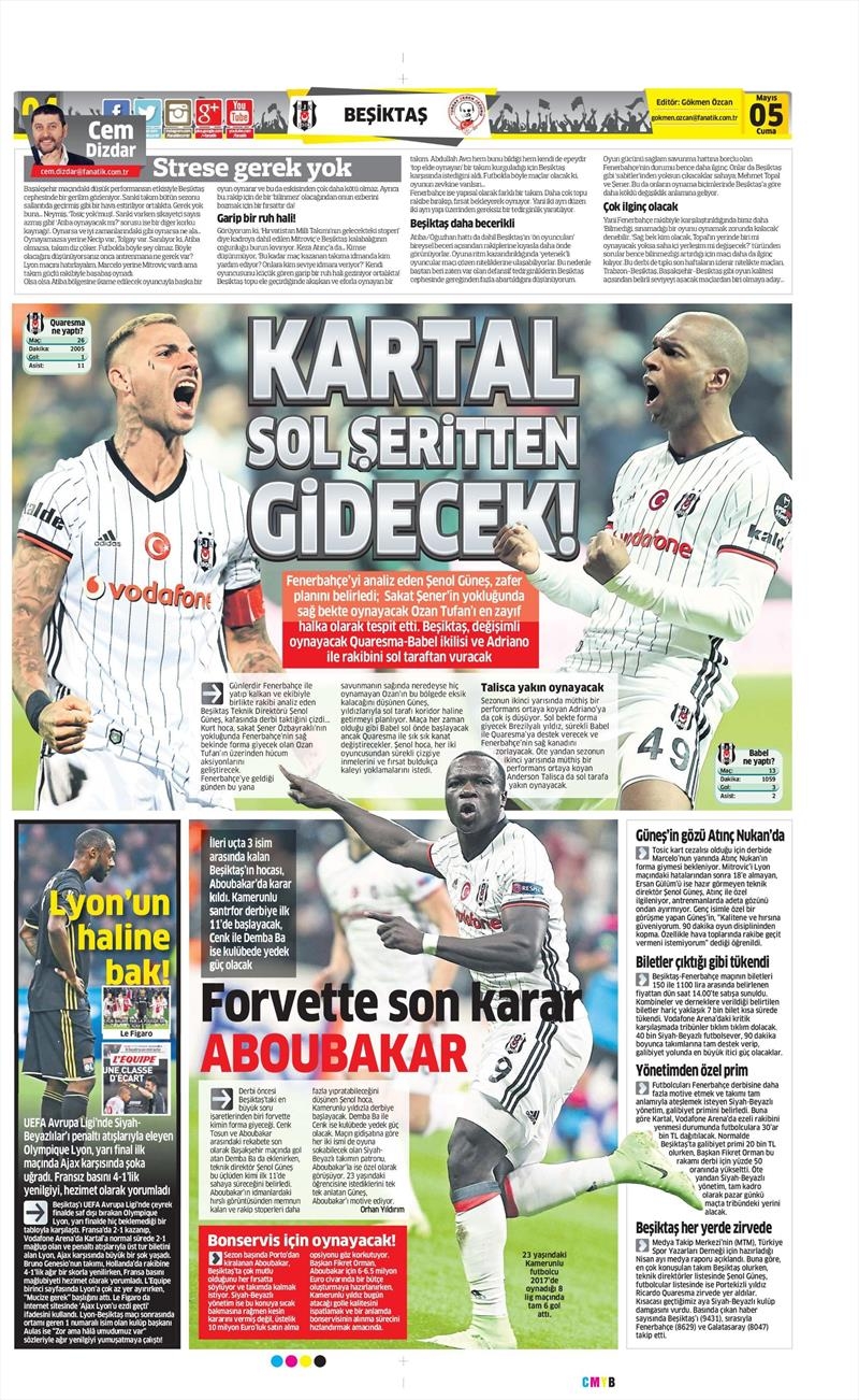 5 Mayıs 2017 | İşte gazetelerin Beşiktaş manşetleri - Görsel 1