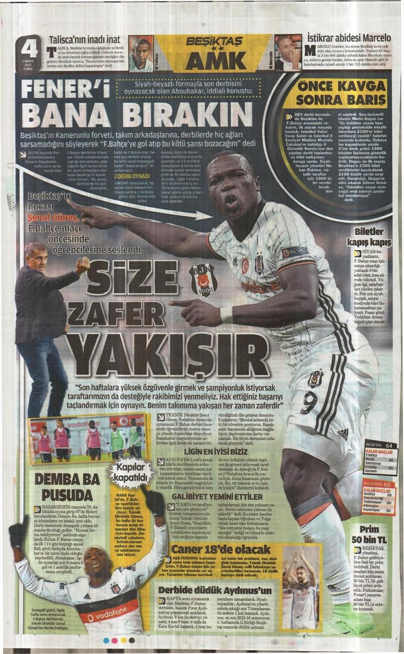 5 Mayıs 2017 | İşte gazetelerin Beşiktaş manşetleri - Görsel 3